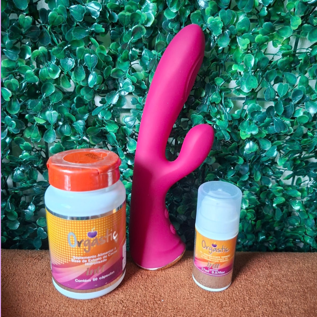 Combo Aiya™ Experience — Rabbit 3 em 1 Power Touch + Orgastic Gel & Cápsulas Intt