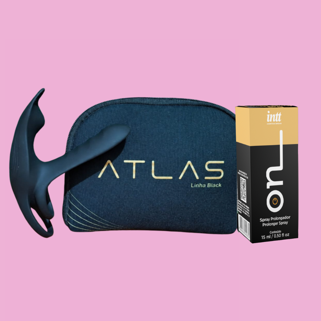 Kit Atlas Connect | Anel Vibratório com App + Prolongador Masculino 15ml