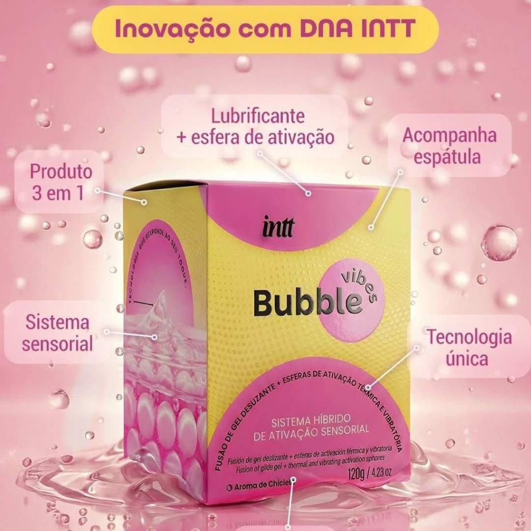 Desliza, vibra e aquece! Uma experiência sensorial diferente para explorar novas sensações a dois.

O Bubble Vibes combina gel deslizante com microesferas sensoriais que, conforme a descrição do produto, são ativadas pelo toque e pela fricção, proporcionando sensações progressivas de formigamento e aquecimento.

✨ Diferenciais

3 em 1: desliza, proporciona sensação vibrante e aquece.

Gel deslizante para movimentos suaves e confortáveis.

Microesferas sensoriais ativadas pela fricção.

Sensações progressiva