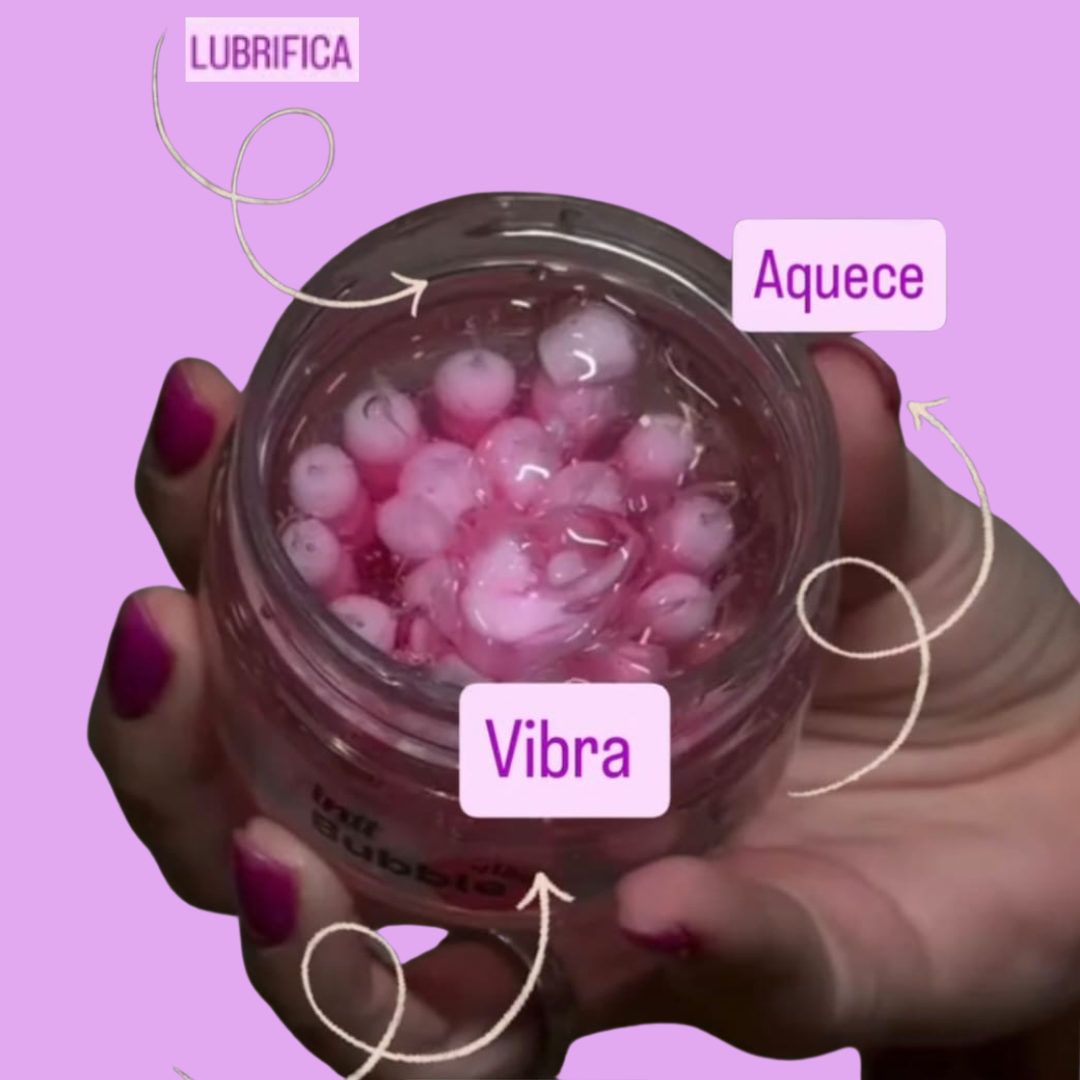 Bubble Vibes não é um produto comum

Gel estimulante com microesferas sensoriais efeito vibração, aquecimento e deslize progressivo.

Gel intimo sensorial com esferas ativadas pelo toque para experiencia a dois mais intensa Lubrificante em gel com aroma chiclete com estimulo progressivo vibratório e sensorial.

Ele combina um gel deslizante com microesferas sensoriais que se ativam com o toque, criando uma experiencia envolvente, progressiva e surpreendente a cada movimento. Desde o primeiro contato o gel