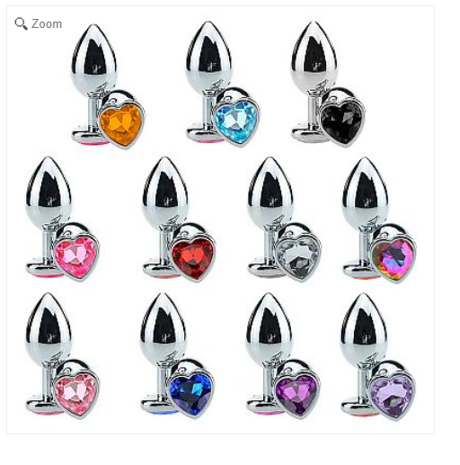 Plug Anal Coração M — Aço Inox | 8,2 cm - Cores Variadas