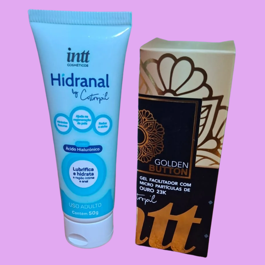 Combo Terra Prometida — Golden Button + Hidranal com Ácido Hialurônico + Plug Anal