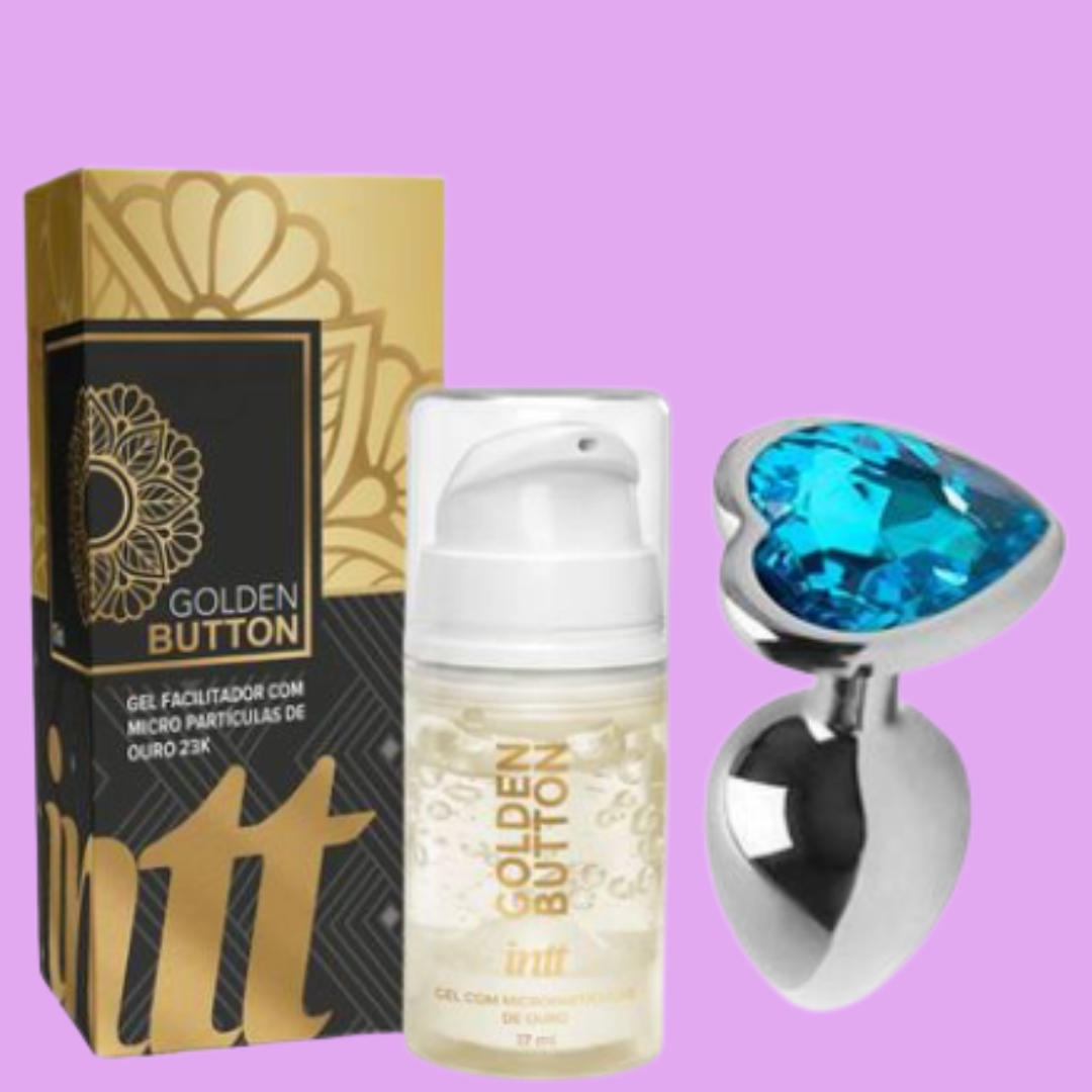 Combo Terra Prometida — Golden Button + Hidranal com Ácido Hialurônico + Plug Anal