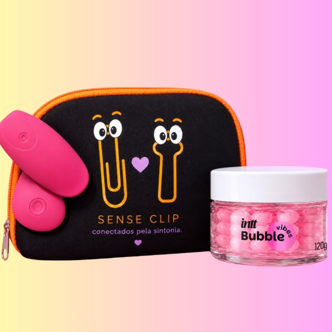 Conexão, sintonia e novas sensações em um único kit.

O Kit Sintonia Libertàre combina o Sense Clip com o Bubble Vibes Intt, criando uma experiência pensada para casais que querem sair da rotina e explorar novas formas de conexão.

Sense Clip — conectados pela sintonia

O Sense Clip é um vibrador para casal desenvolvido para acompanhar o momento a dois, proporcionando estímulos durante a experiência e deixando as mãos livres.


