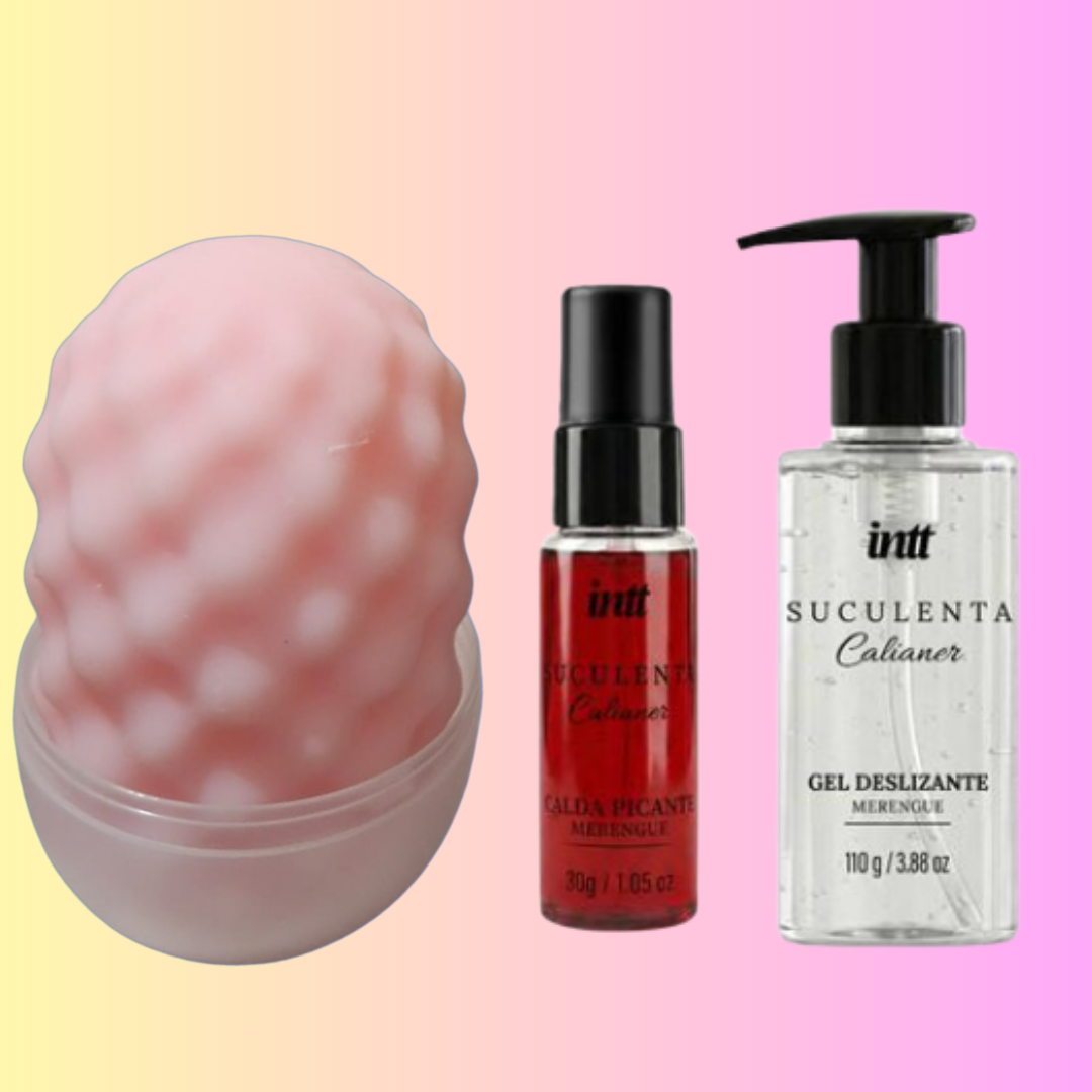 Kit Core Sense — Masturbador Masculino + Gel Deslizante e Calda Merengue