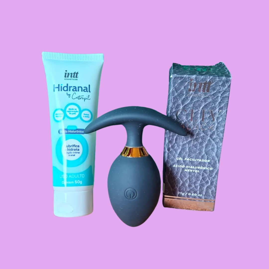 Kit Sensation — Plug Vibratório + Hidranal + Cliv - Rosa / Preto