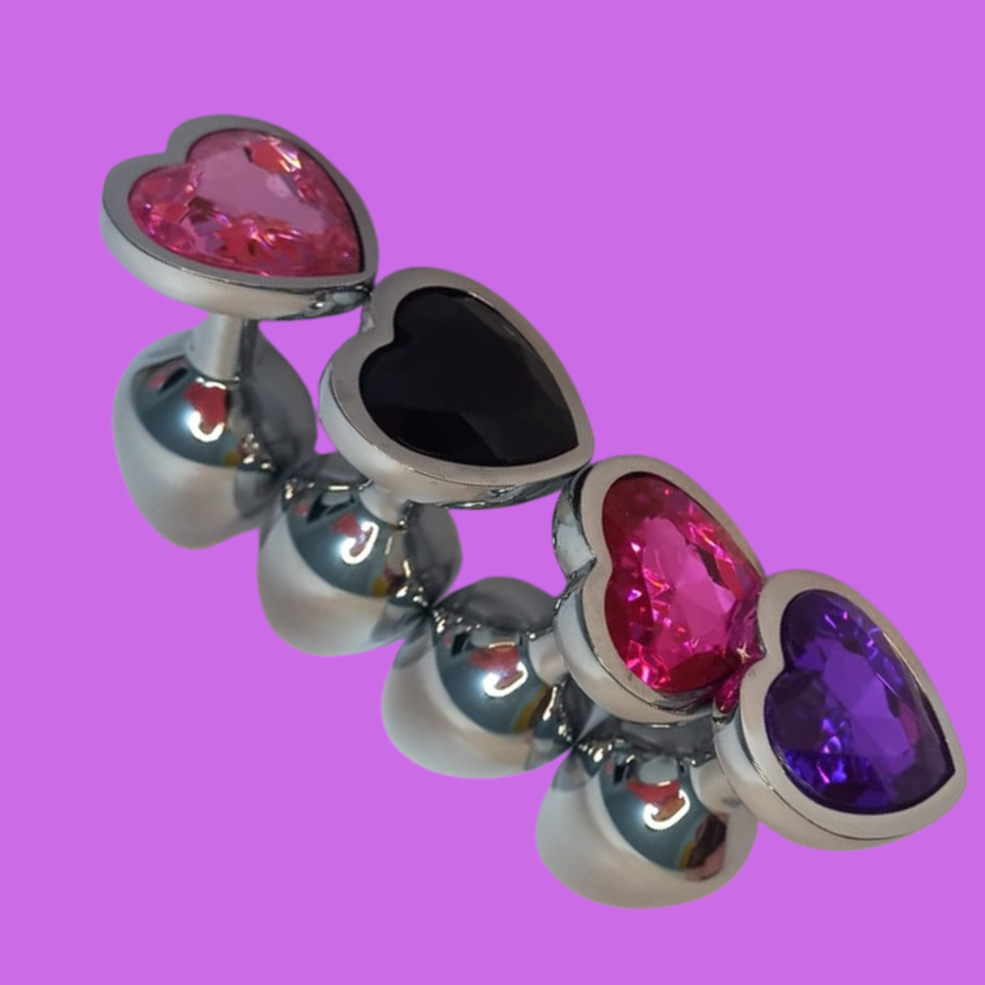 Plug Anal Aço Coração M 8 X 3,4 ( Diversas Cores)