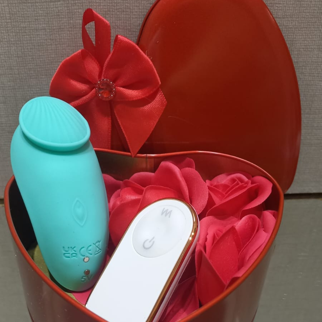 Secret Scarlet™ - Calcinha Vibratória com Controle - Leaf -RCT Turquesa