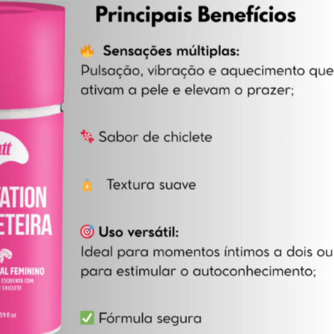 Excitation Chicleteira Intt | Gel Excitante Feminino Efeito Pulsante e Aquecimento