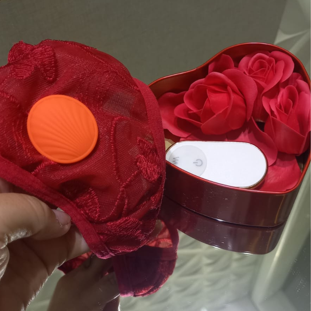 Secret Scarlet™ - Calcinha Vibratória com Controle - Leaf -RCT Turquesa