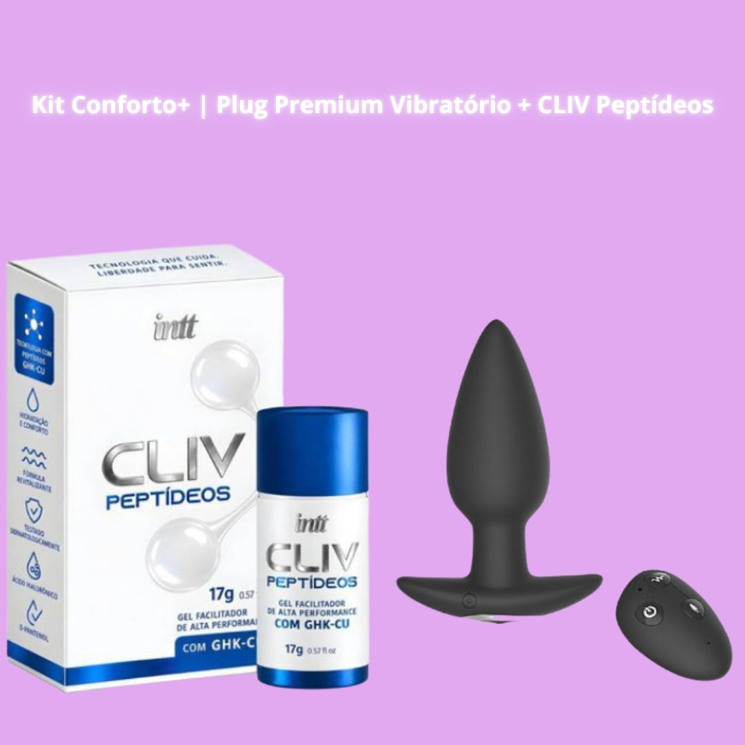 Kit Conforto+ | Plug Premium Vibratório + CLIV Peptídeos