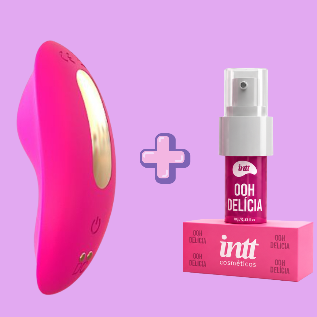 Kit Vibrador de Calcinha Lua Libertàre + Calda Beijável Ooh Delícia Amora 11g de Presente