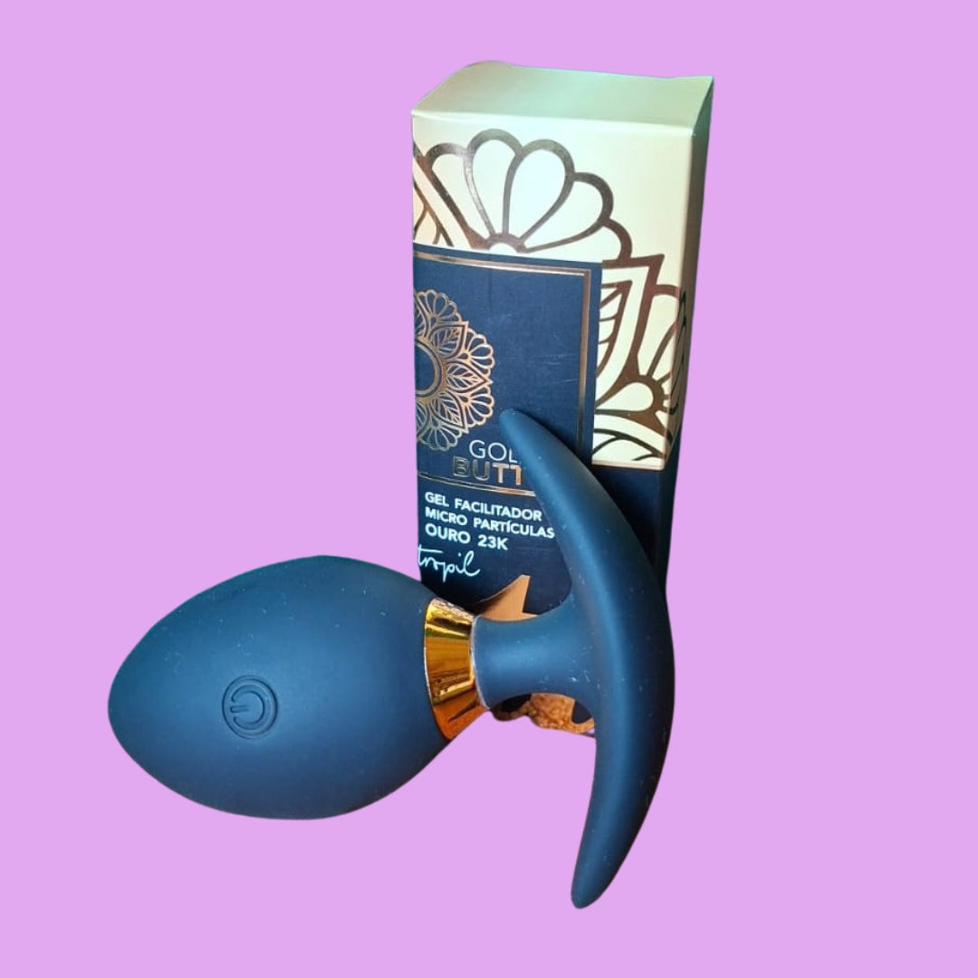 Kit Golden Sensation -  Plug Vibratório + Hidranal + Golden Button