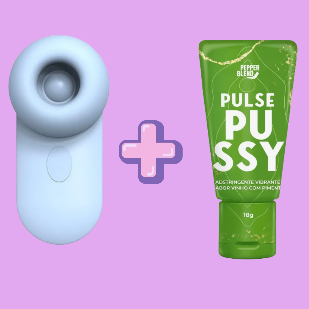 Mais estímulos, novas sensações e uma combinação para sair da rotina.

O Kit Pulse + Pulse Pussy reúne tecnologia de estimulação íntima e um gel desenvolvido para complementar a experiência a dois. Uma combinação para quem deseja explorar novas sensações, variar os estímulos e descobrir outras possibilidades na intimidade.

O Pulse combina duas tecnologias em um único produto: sugador e Power Touch, com 5 níveis de pulsação e 5 níveis de tapping. Você pode variar os estímulos conforme suas preferências e ex