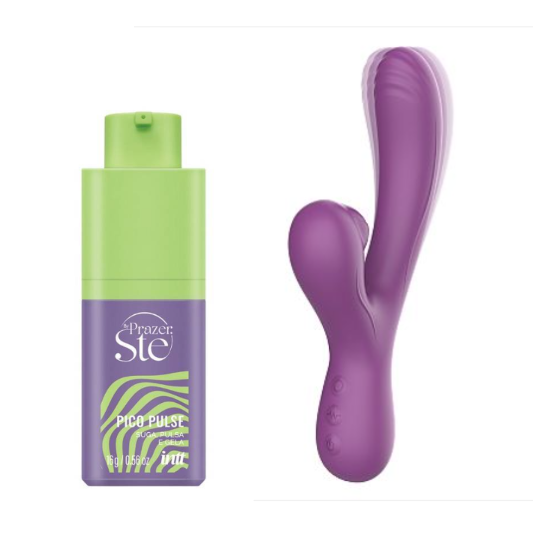 Kit Zaya Power | Vibrador Ponto G e Clitóris com Pulsação + Pico Pulse Uva Verde