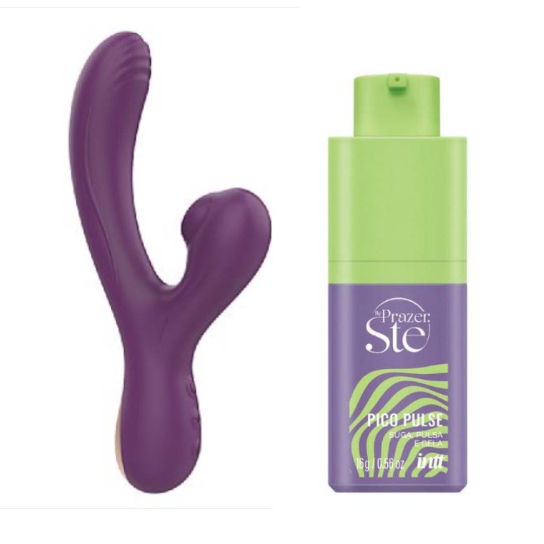 Kit Zaya Power | Vibrador Ponto G e Clitóris com Pulsação + Pico Pulse Uva Verde