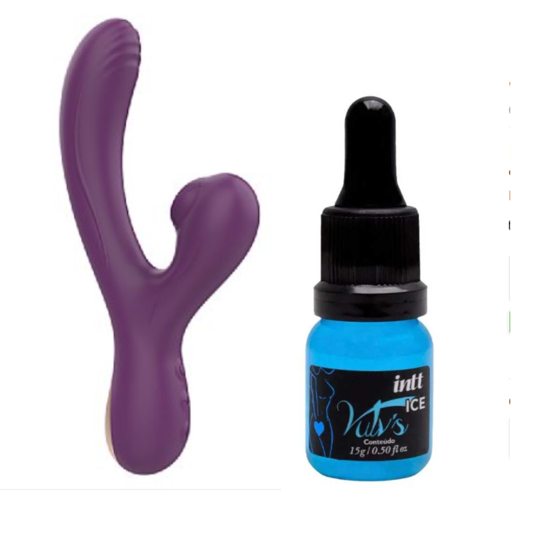 Kit Dual Sensação - Zaya  Vibrador Ponto G e Clitóris com Vibração e Pulsação + Vulv’s Ice 4 em 1